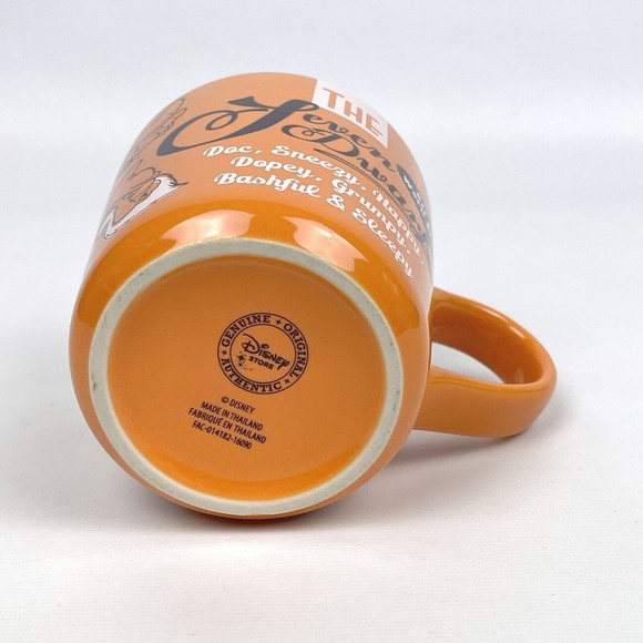 Disney The Seven Dwarfs Off To Work Crew Orange 16 oz Ceramic Coffee Mug Cup - Picture 5 of 6